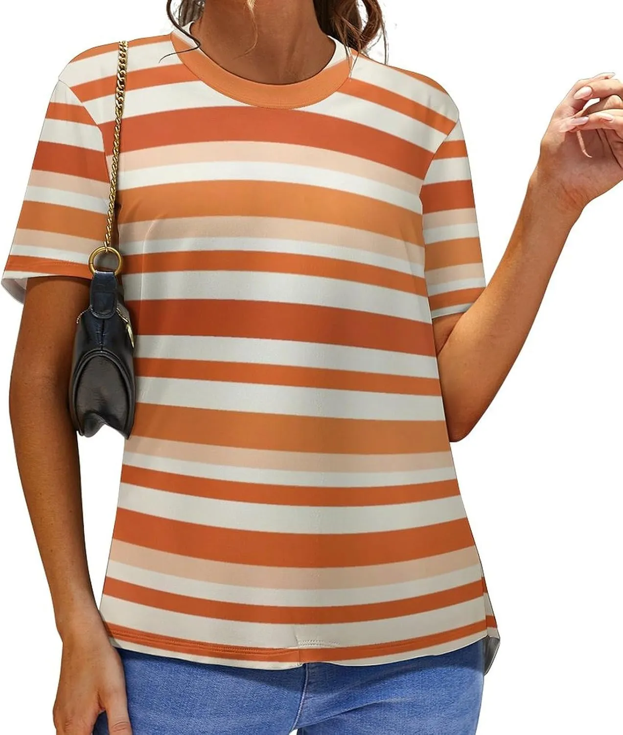 MARSVOVO Women's Camo Tiger Stripe T-Shirt Casual Loose Business Lightweight Hide Belly Summer Novelty Soft Blouse