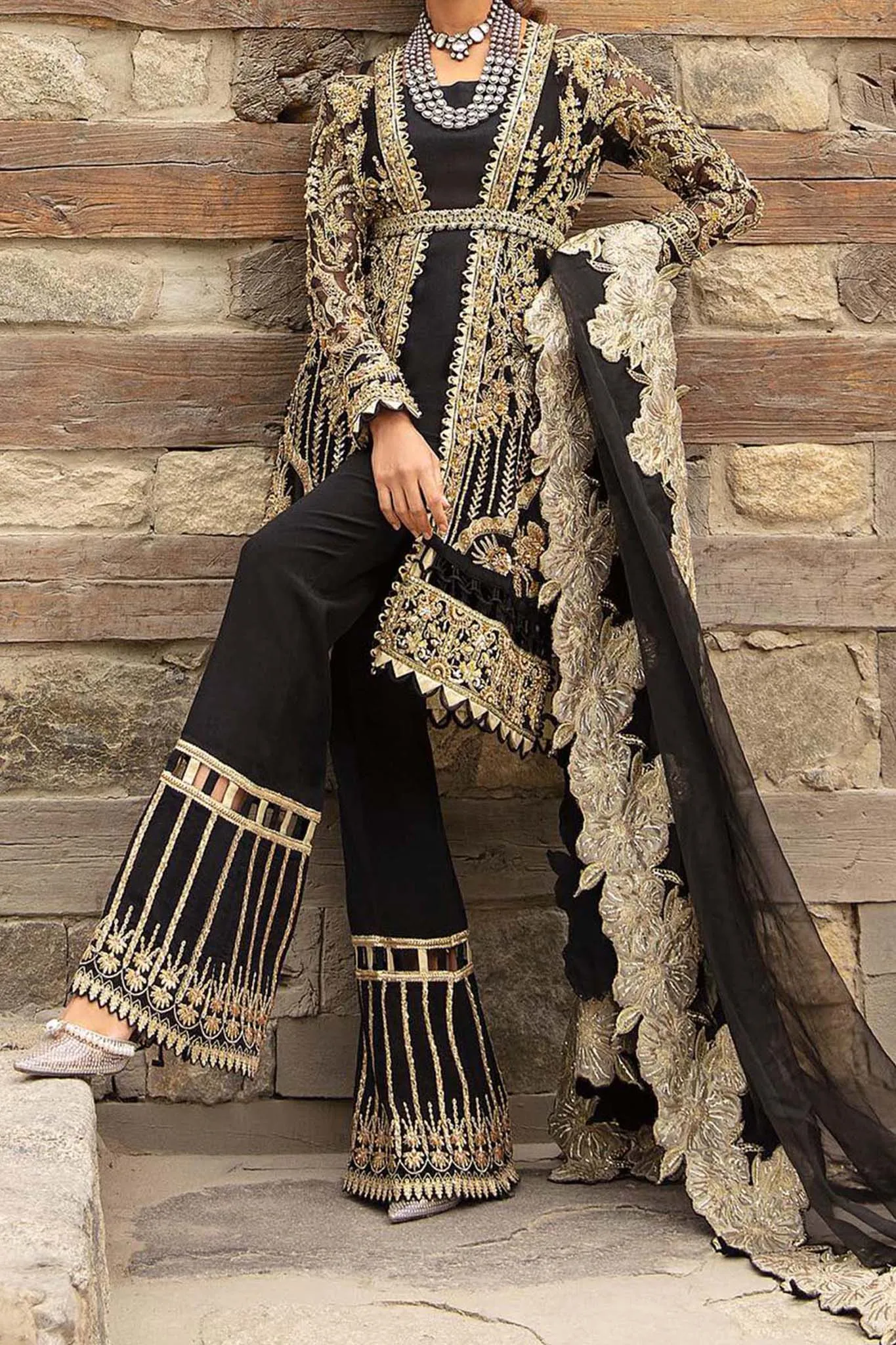 Marwa by Maryam Hussain Unstitched 3 Piece Wedding Collection'2023-MLF-01-Husn
