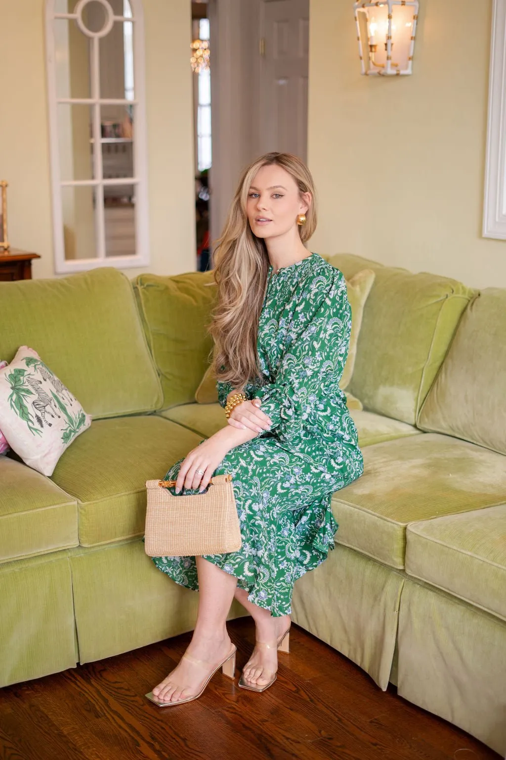 Mary Natural Straw Clutch - Bamboo Natural Handle