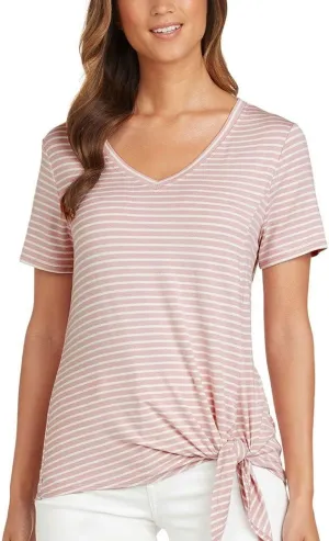 Matty M Women's Top Size M Side Tie Short Sleeve T-Shirt Pink