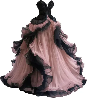 Mauuwy Gothic Wedding Dresses Sweetheart Tiered Wedding Gown for Bride Women Vintage Victorian's Bridal Gown