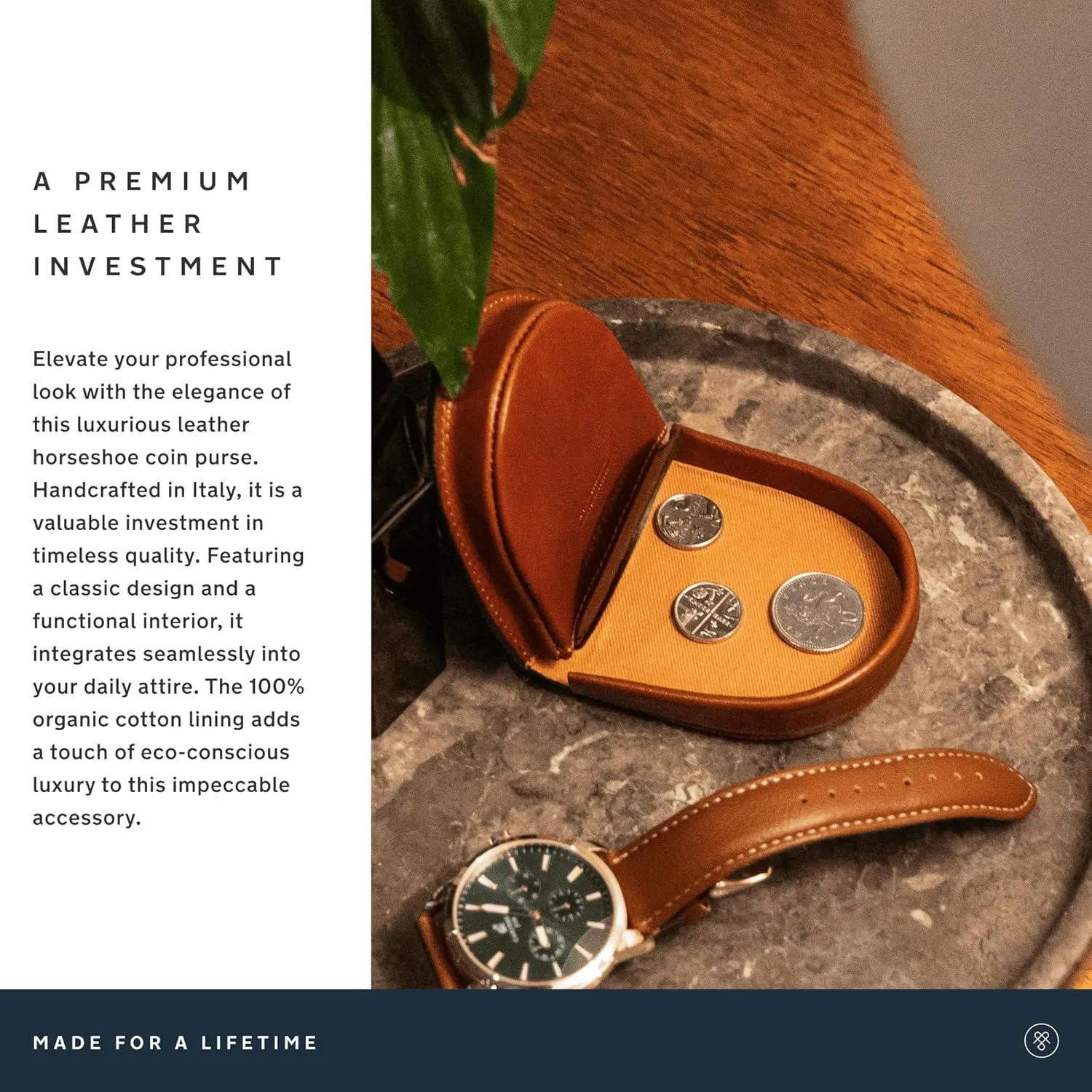 Maxwell Scott - Mens Luxury Leather Horseshoe Coin Pouch Wallet Purse - Handmade from Full Grain Hides - The Savino Black
