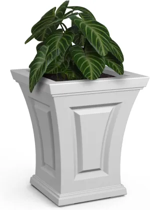 Mayne Cambridge 18in Tall Planter - White - 15.4in L x 15.4in W x 18in H - Polyethylene - Built-in Water Reservoir (4870-W)