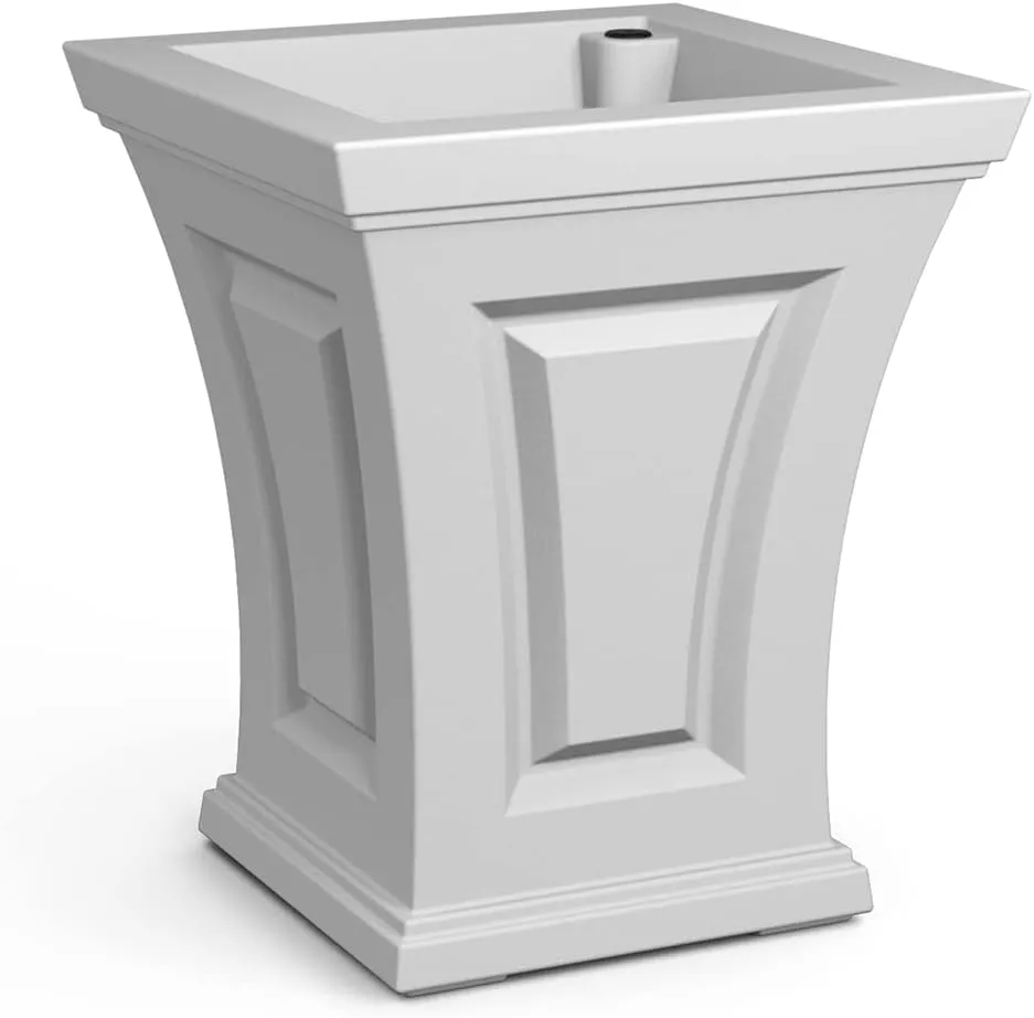 Mayne Cambridge 18in Tall Planter - White - 15.4in L x 15.4in W x 18in H - Polyethylene - Built-in Water Reservoir (4870-W)