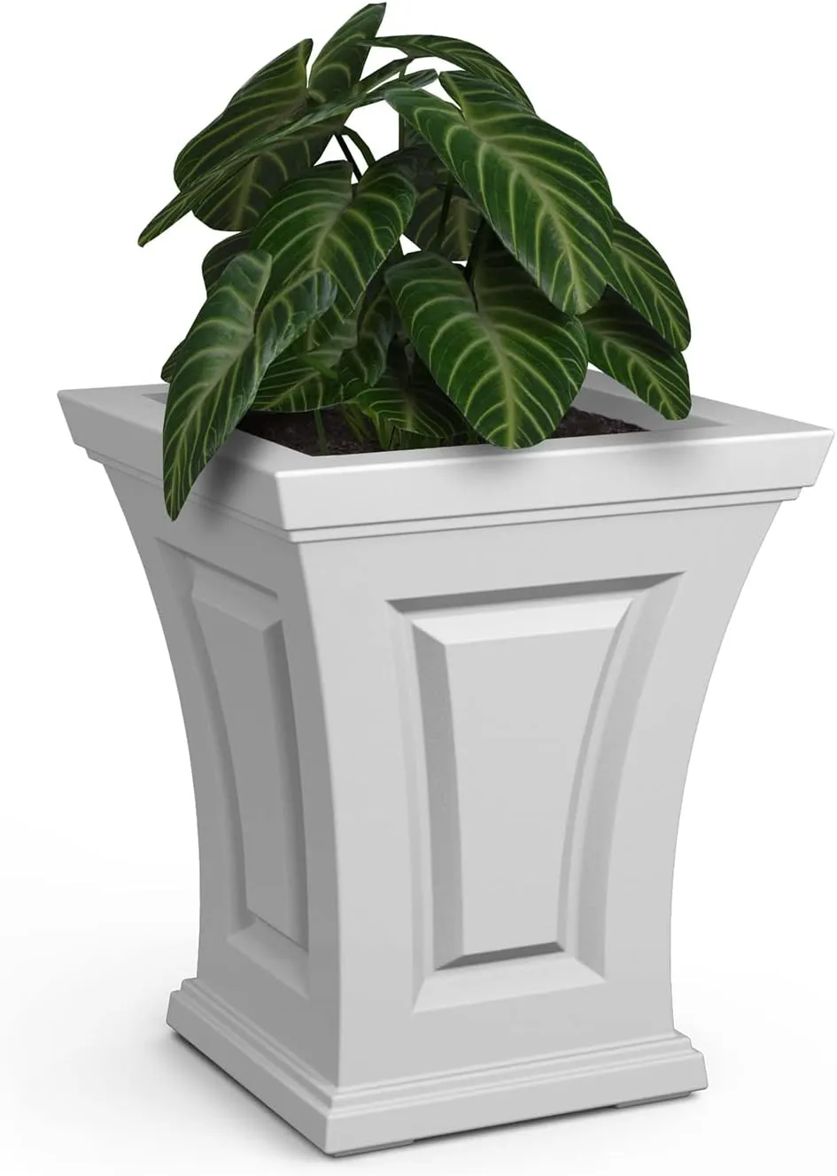Mayne Cambridge 18in Tall Planter - White - 15.4in L x 15.4in W x 18in H - Polyethylene - Built-in Water Reservoir (4870-W)