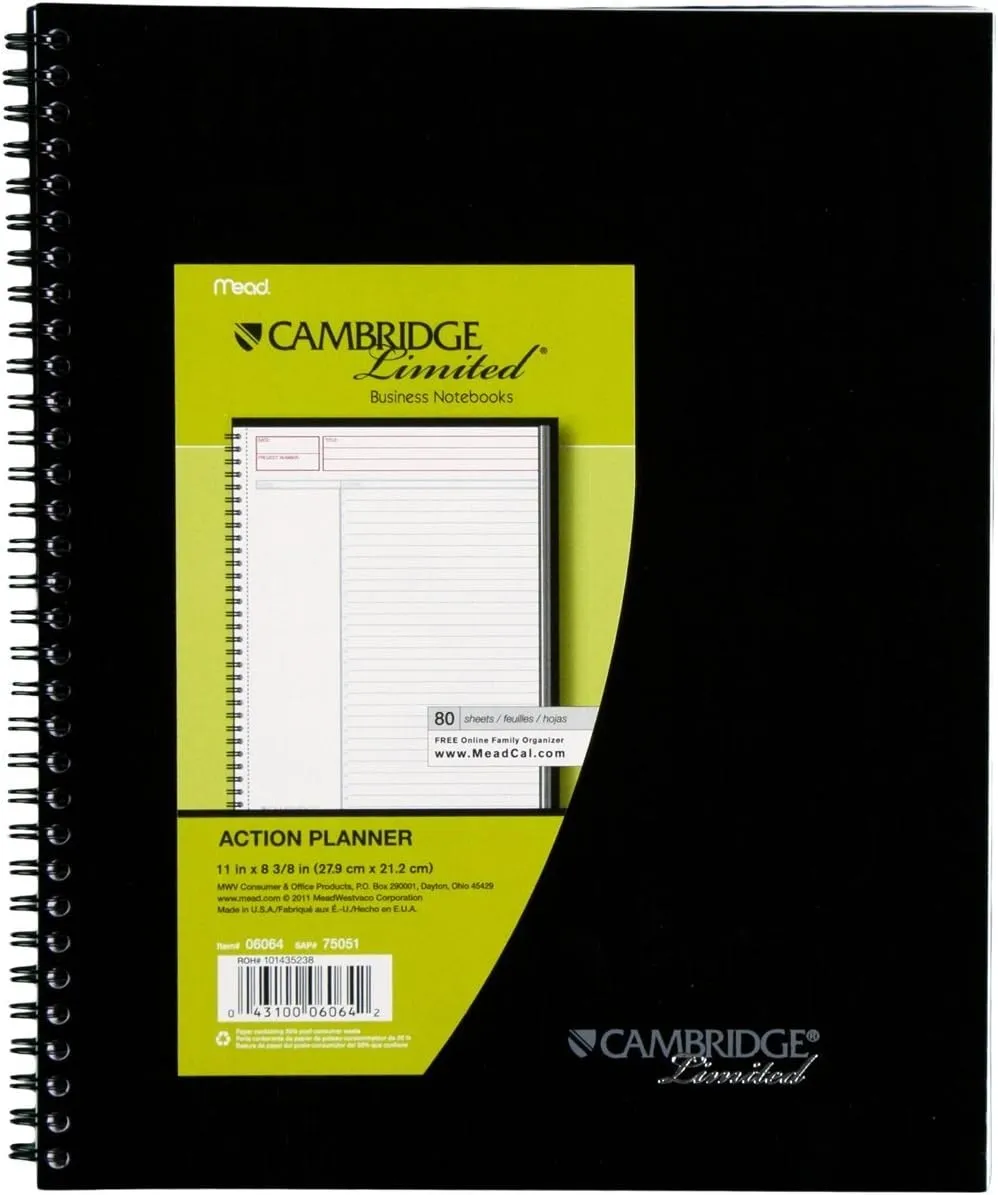 Mead Cambridge Limited Business Notebook Action Planner, 2 pk