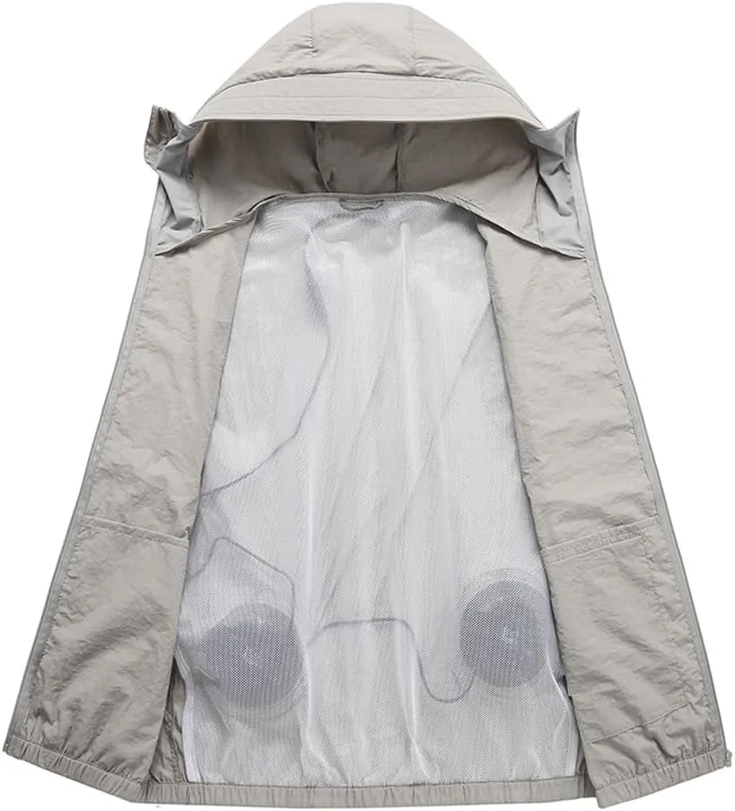 Meichoon Sun Protective Jacket UPF 50  Air Conditioner Hoodie Lightweight Cooling Clothes with Fans Stay Cooling in Summer