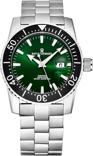 Men's 17030.2124 'Diver' Green Luminescent Dial Stainless Steel Swiss Automatic Watch
