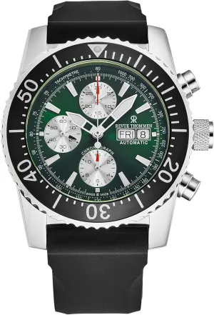 Men's 17030.6521 'Divers' Green Dial Day-Date Chronograph Rubber Strap Automatic Watch