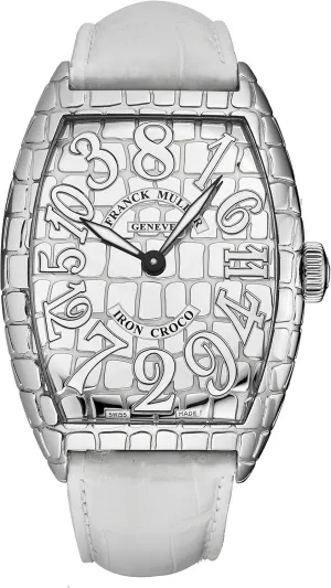 Men's 8880CHIRCRACWH 'Casablanca' Iron Croco Dial Crazy Hour White Strap Swiss Automatic Watch