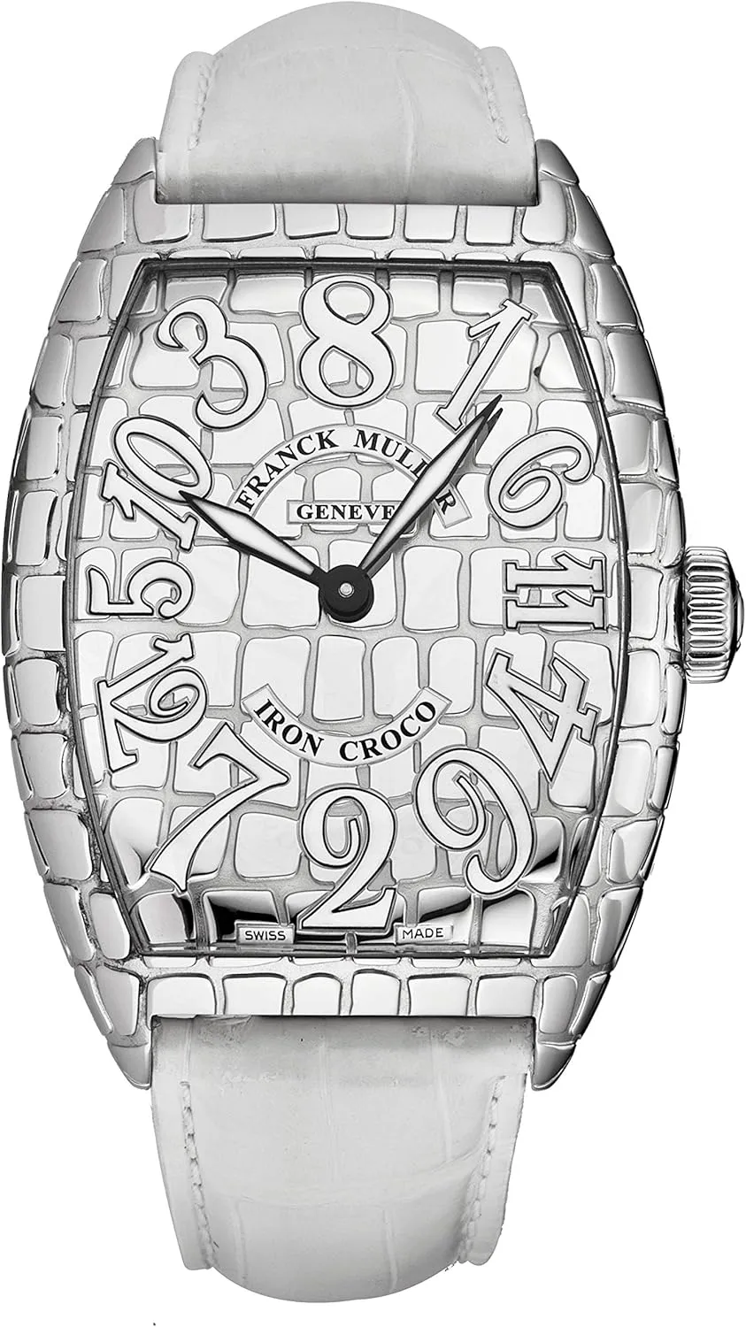 Men's 8880CHIRCRACWH 'Casablanca' Iron Croco Dial Crazy Hour White Strap Swiss Automatic Watch