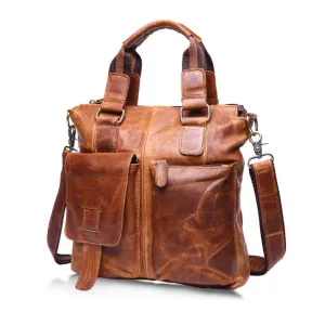 Men’s &amp; Women’s Designer Full Grain Leather Cross Body Tote Satchel Bag