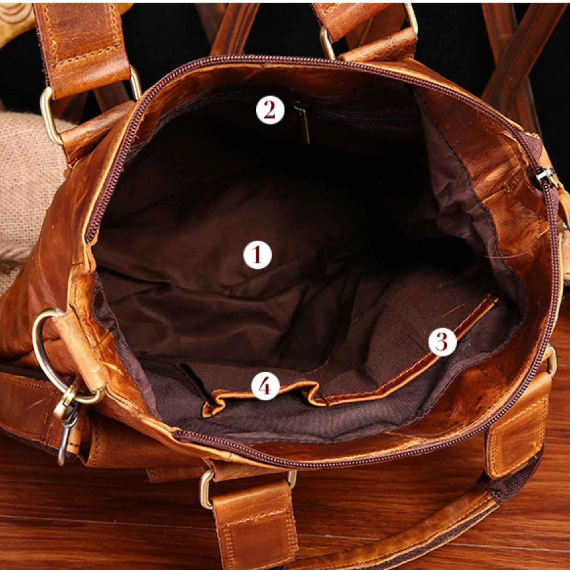 Men’s &amp; Women’s Designer Full Grain Leather Cross Body Tote Satchel Bag