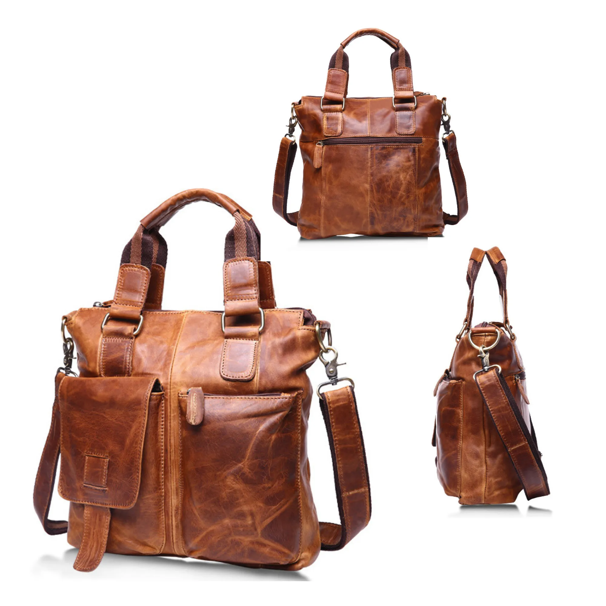 Men’s &amp; Women’s Designer Full Grain Leather Cross Body Tote Satchel Bag