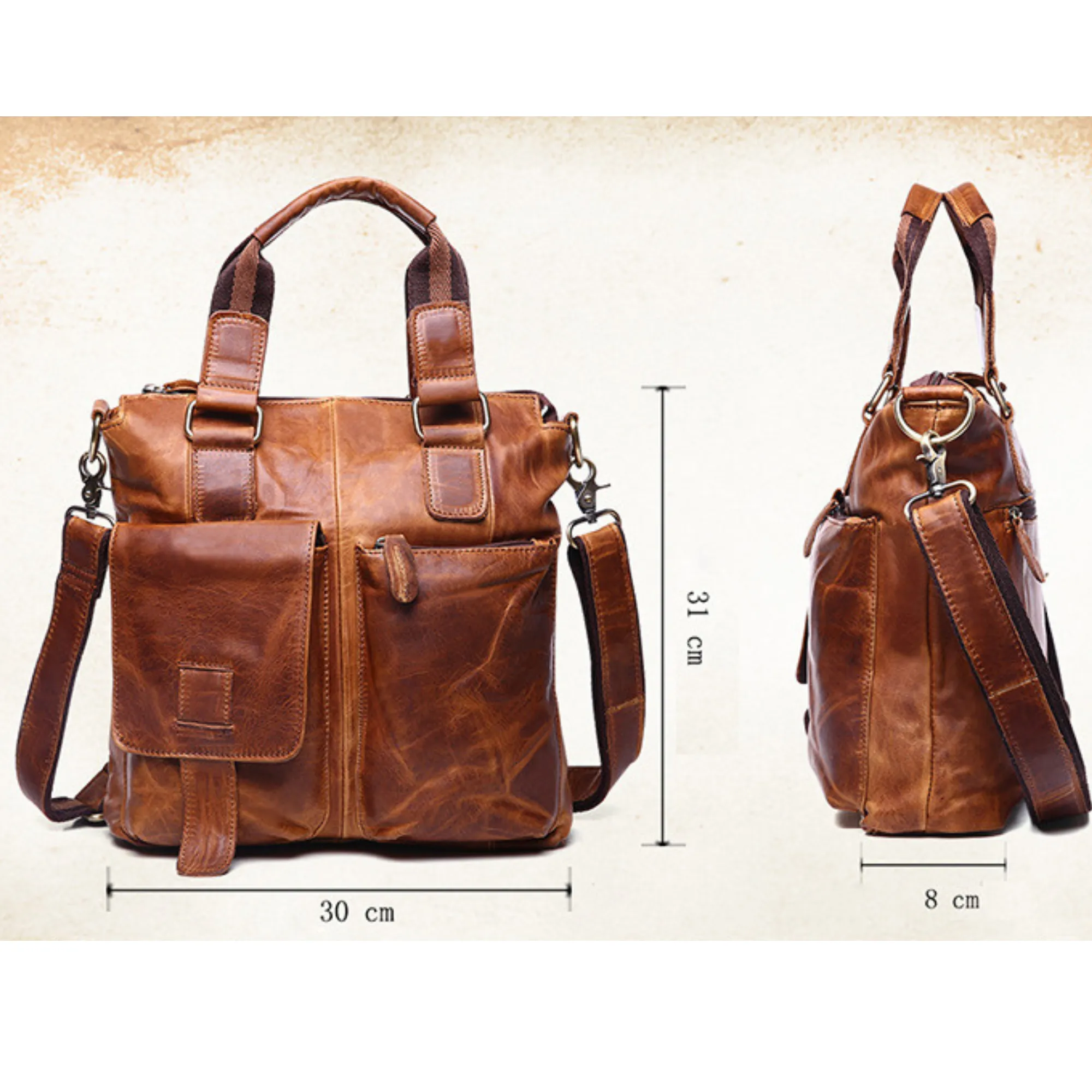 Men’s &amp; Women’s Designer Full Grain Leather Cross Body Tote Satchel Bag