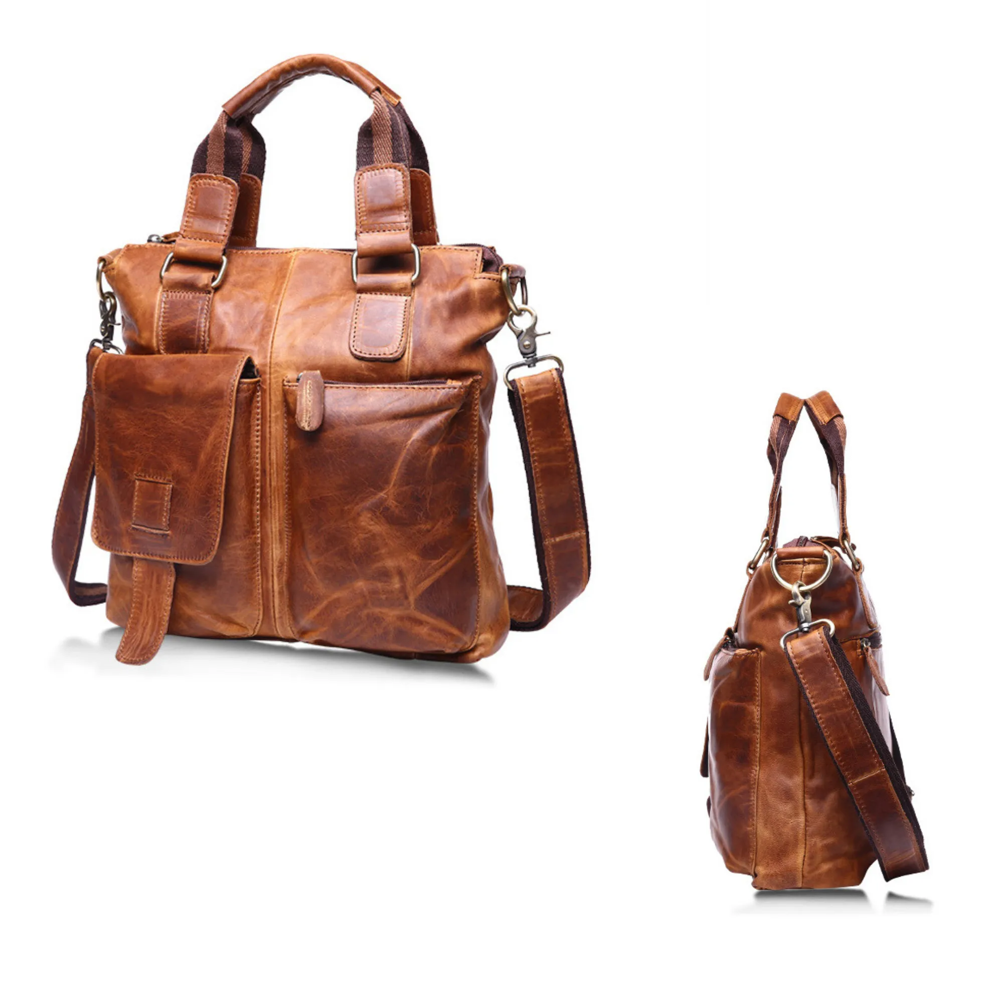 Men’s &amp; Women’s Designer Full Grain Leather Cross Body Tote Satchel Bag