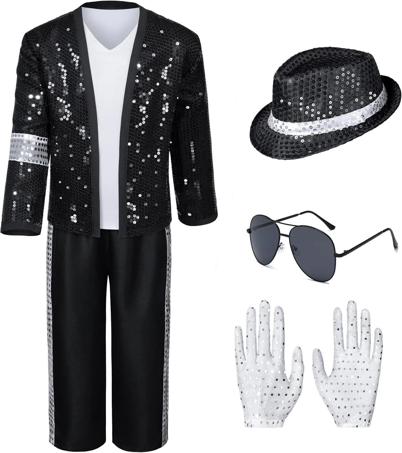 Mens Dance Star Costume for Adult 80s 90s Glitter Pop Stage Party Halloween Cosplay