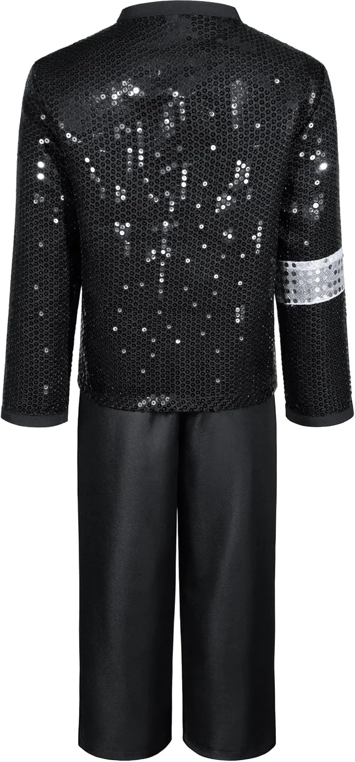 Mens Dance Star Costume for Adult 80s 90s Glitter Pop Stage Party Halloween Cosplay