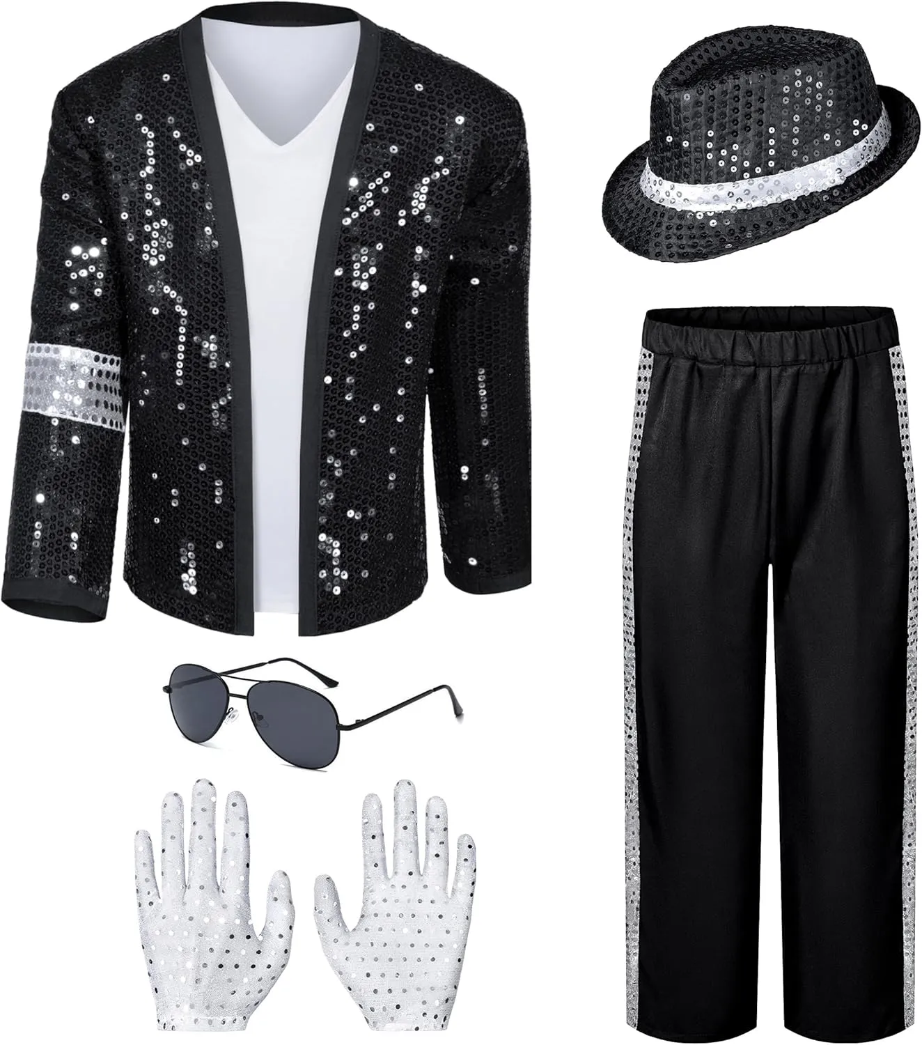 Mens Dance Star Costume for Adult 80s 90s Glitter Pop Stage Party Halloween Cosplay