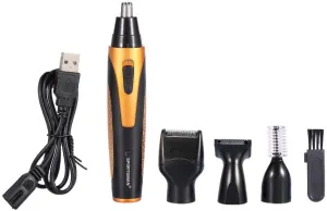 Mens Facial Hair Trimmer Kit, 4 IN 1 Rechargeable Nose Hair Stubble Beard Ear Eyebrow Shaver for