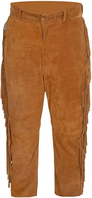 Men's Fashion Genuine Suede Leather Pant Trousers American Native Grain Leather Pants Style Lederhosen