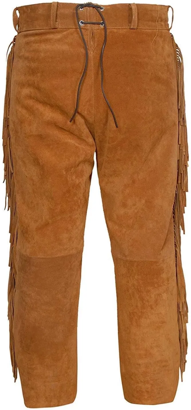 Men's Fashion Genuine Suede Leather Pant Trousers American Native Grain Leather Pants Style Lederhosen
