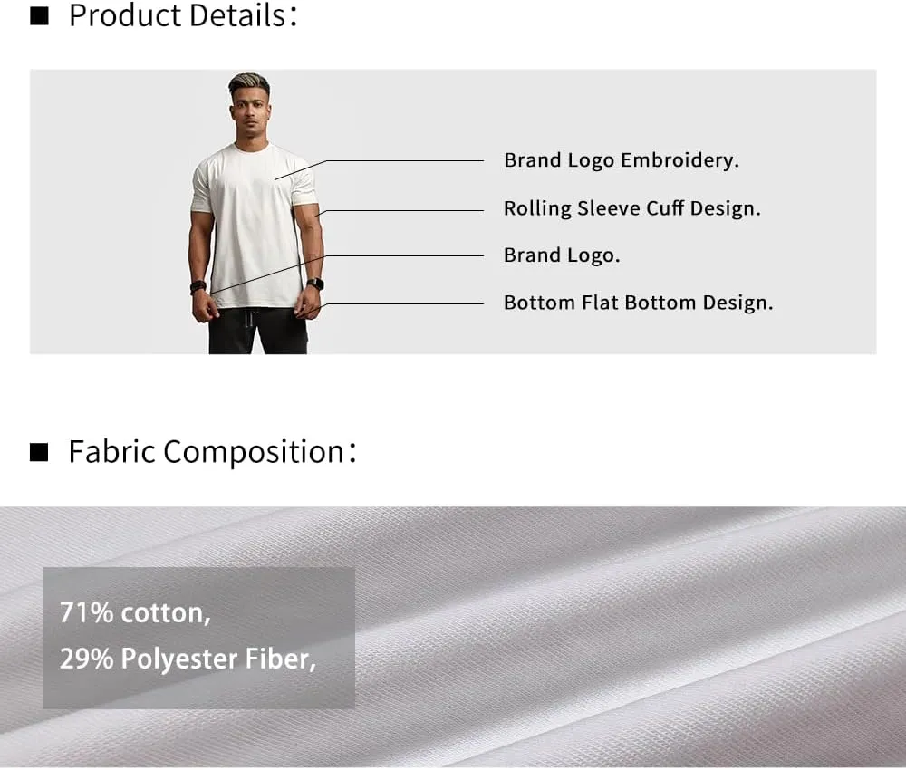 Men's Gym Running Casual Roll-up Sleeves Short Sleeve Crew Neck Wicking Breathable Fitness Muscle Athletic T-Shirts