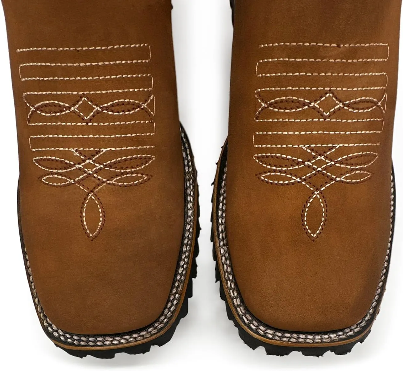Mens Leather Square Toe Western Ankle Boot