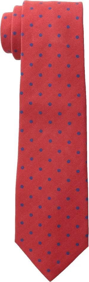 Men's Madder Dot Tie, Red/Navy, One Size