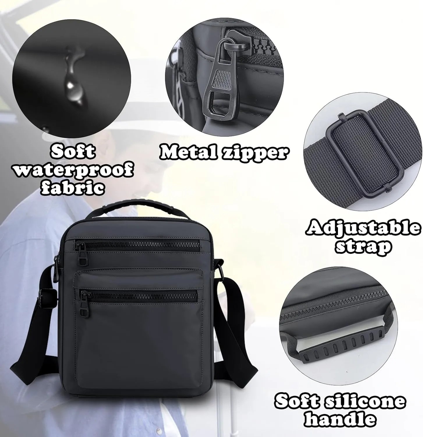 Men's Shoulder Bags, Oxford Mens Crossbody Bag Messenger Bags for Men, Waterproof Side Bag for Camping, Hiking