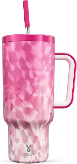 Meoky 40oz Tumbler with Handle for Women: 100% Leakproof Stainless Steel Insulated Tumbler with Lid and Straw for Car Travel Home - Fashion Enthusiasts, Candy