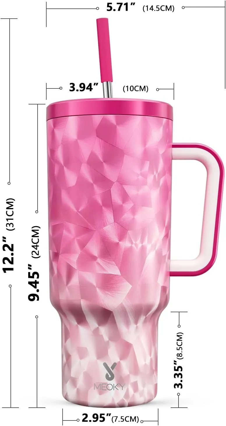 Meoky 40oz Tumbler with Handle for Women: 100% Leakproof Stainless Steel Insulated Tumbler with Lid and Straw for Car Travel Home - Fashion Enthusiasts, Candy