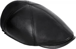 METELLINO, Genuine Sheepskin Leather 6 Panel Ivy Caps, Newboy Cap, Men's