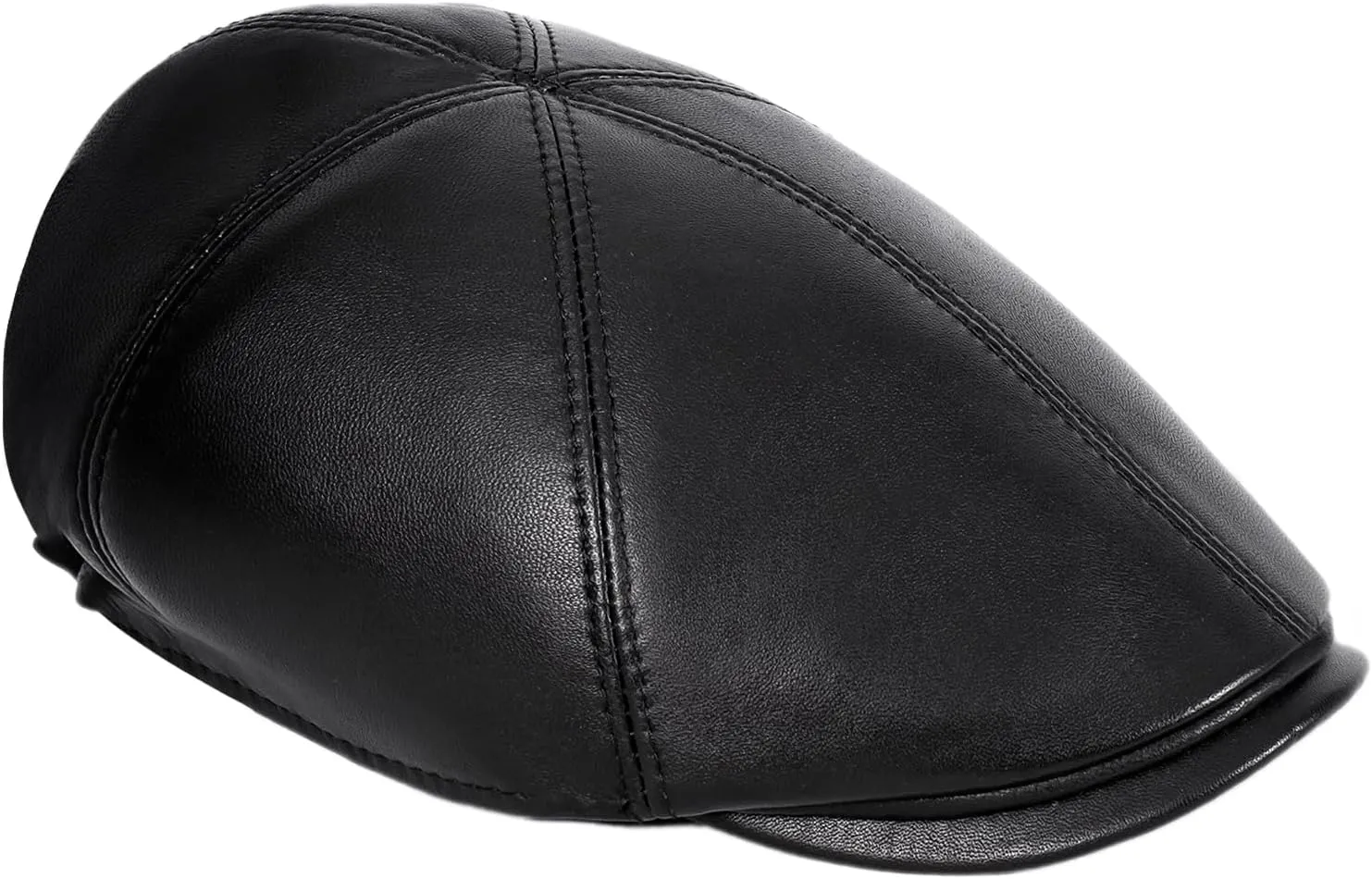METELLINO, Genuine Sheepskin Leather 6 Panel Ivy Caps, Newboy Cap, Men's