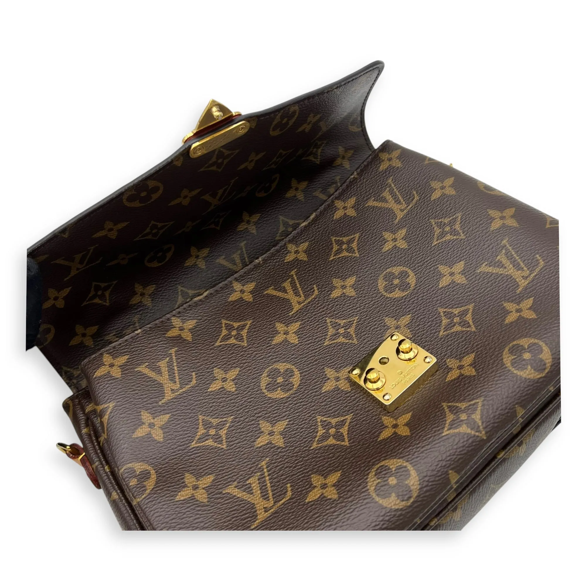 Metis Crossbody Bag Brown in Monogram Coated Canvas, Gold hardware