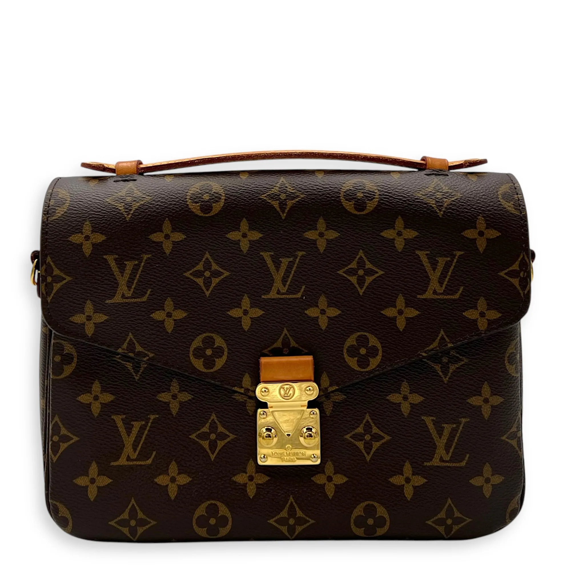 Metis Crossbody Bag Brown in Monogram Coated Canvas, Gold hardware