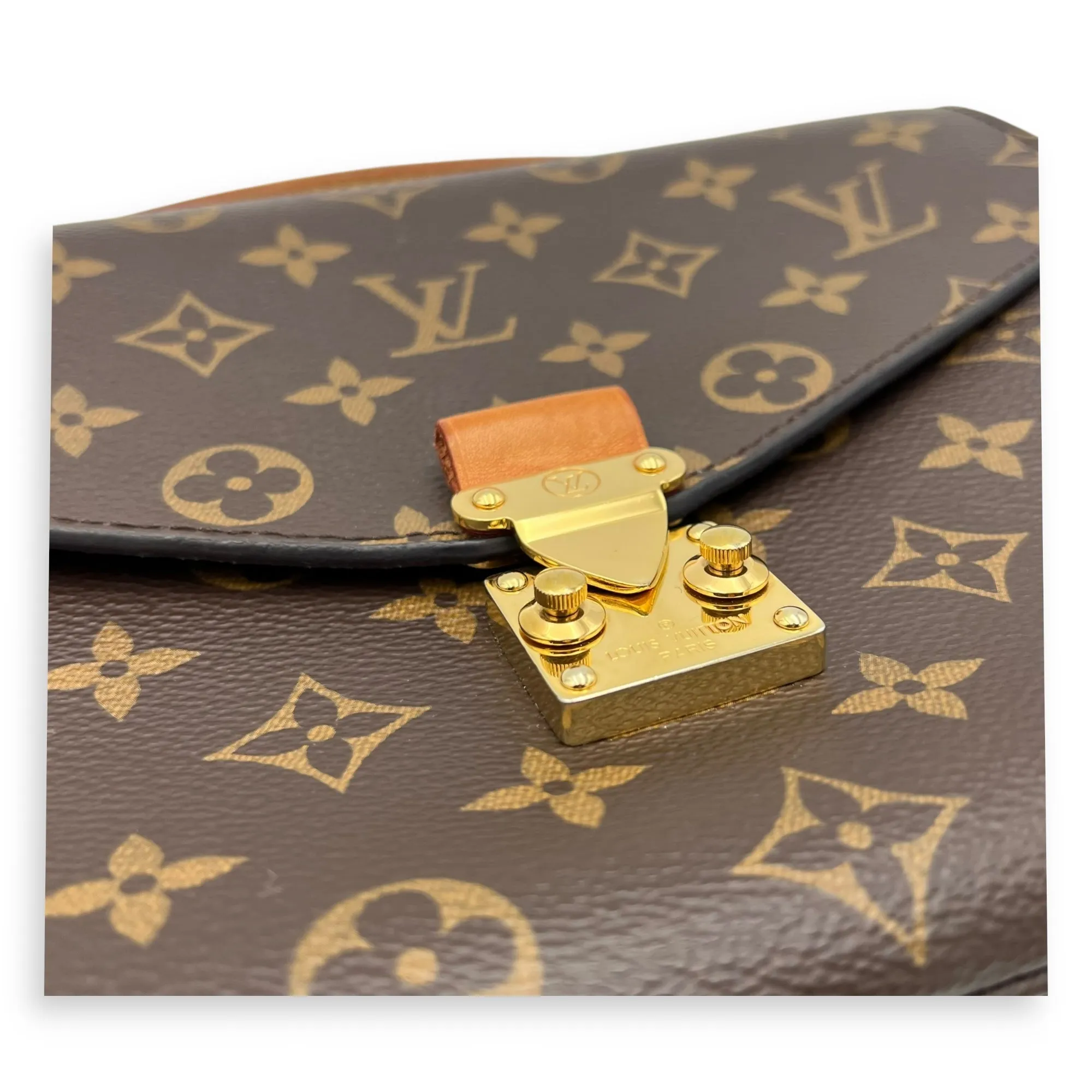 Metis Crossbody Bag Brown in Monogram Coated Canvas, Gold hardware