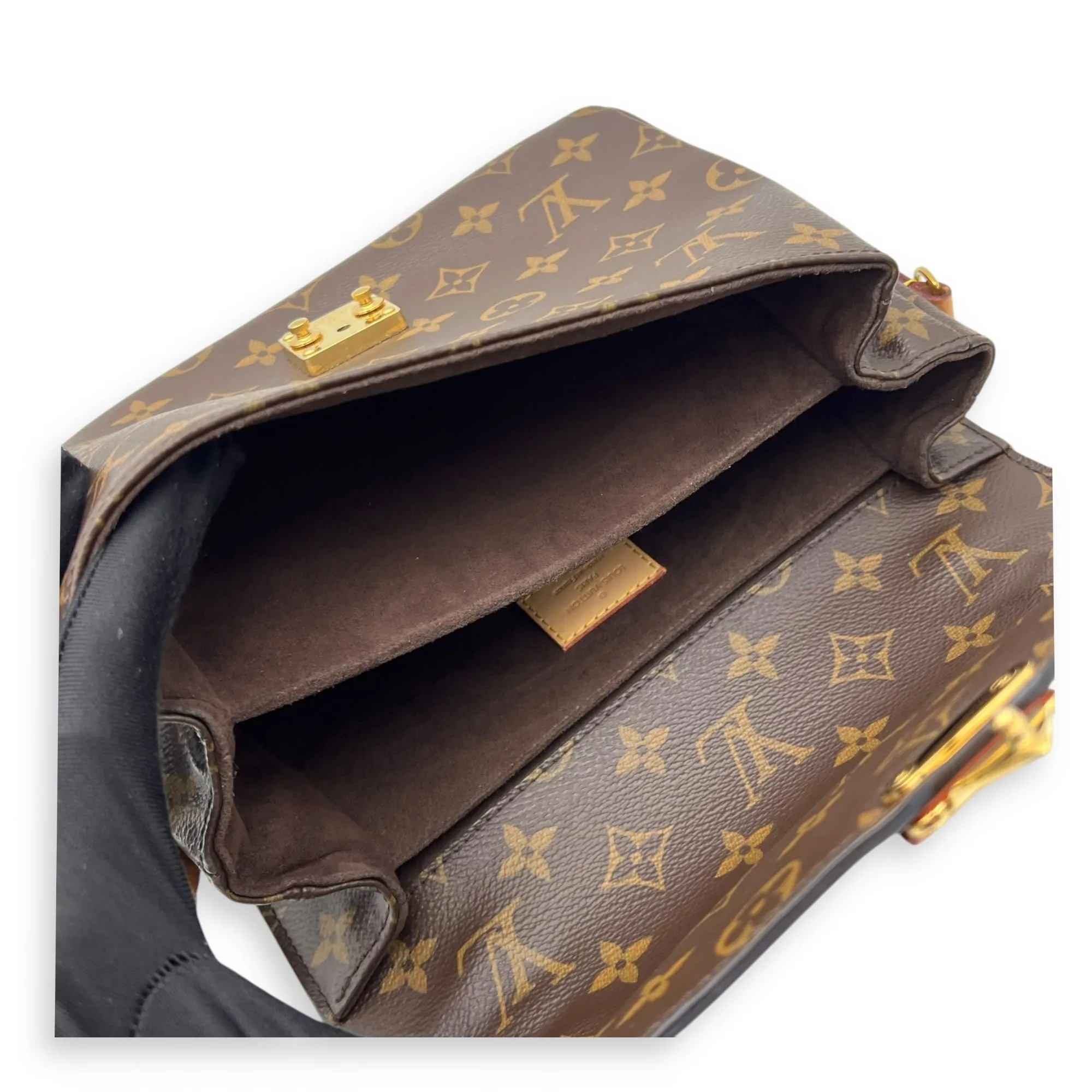 Metis Crossbody Bag Brown in Monogram Coated Canvas, Gold hardware