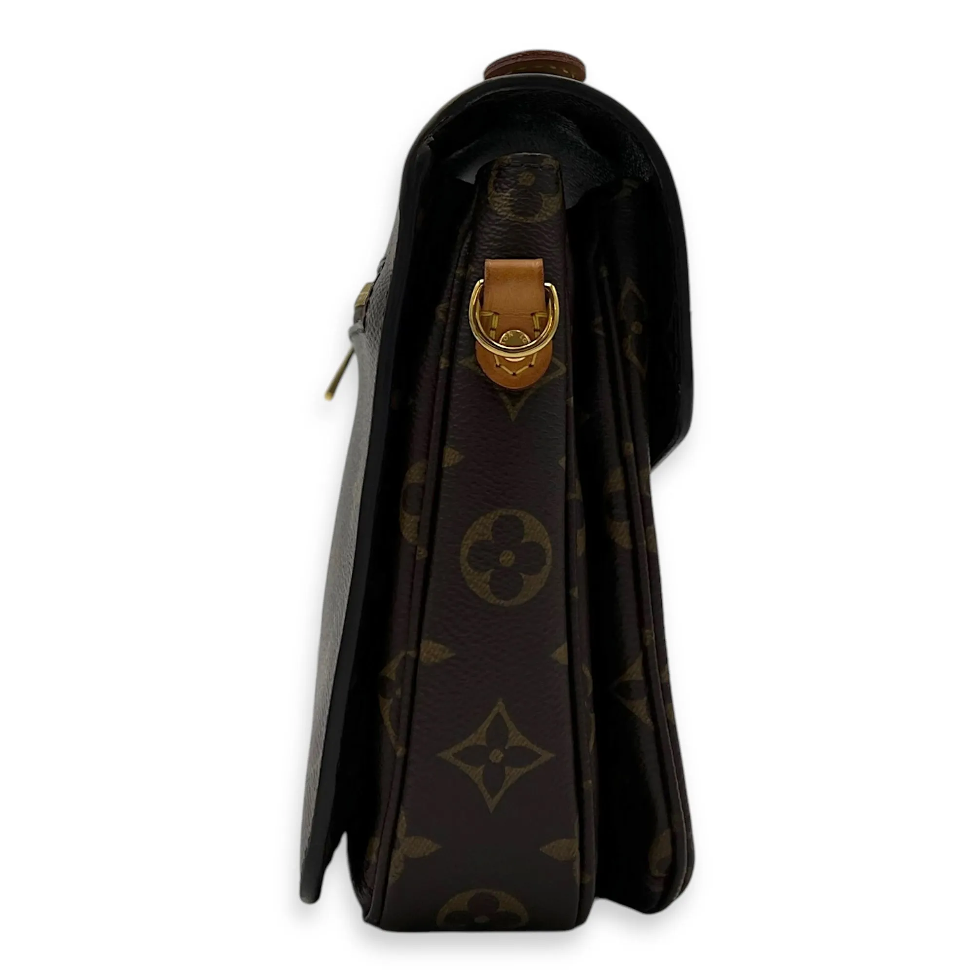 Metis Crossbody Bag Brown in Monogram Coated Canvas, Gold hardware