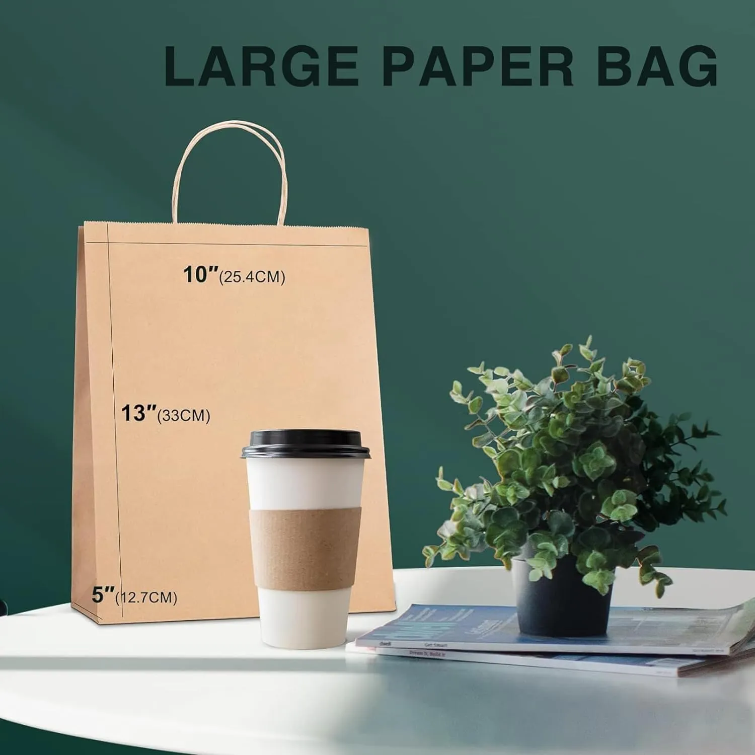METRONIC Paper Gift Bags 10x5x13, 50pcs Brown Kraft Bags with Handles, Heavy Duty, Eco-friendly, Perfect for Gift Giving, Christmas, DIY, Retail, Merchandise