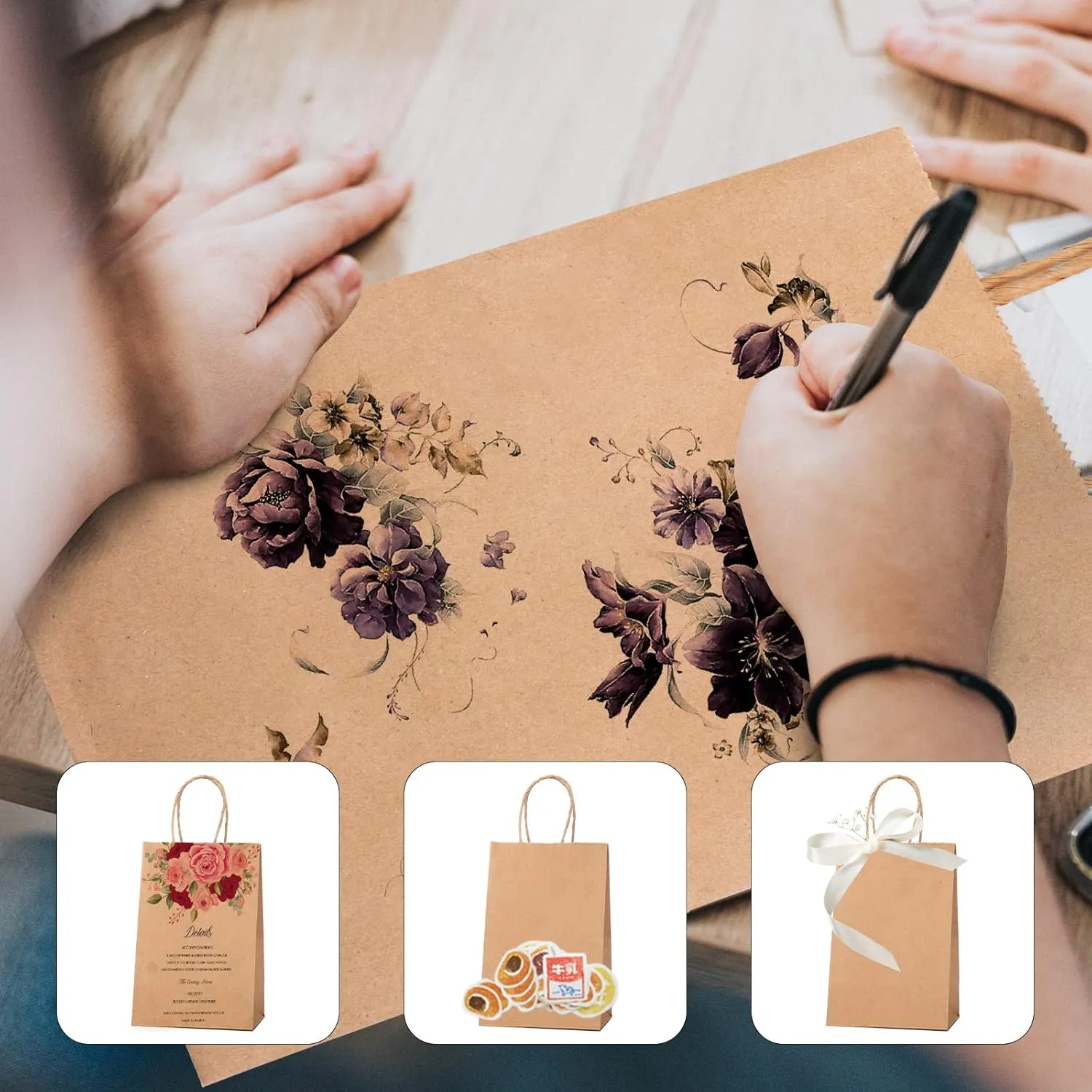METRONIC Paper Gift Bags 10x5x13, 50pcs Brown Kraft Bags with Handles, Heavy Duty, Eco-friendly, Perfect for Gift Giving, Christmas, DIY, Retail, Merchandise