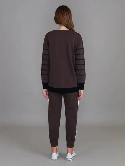Michelle Stripe Sweatshirt - Truffle