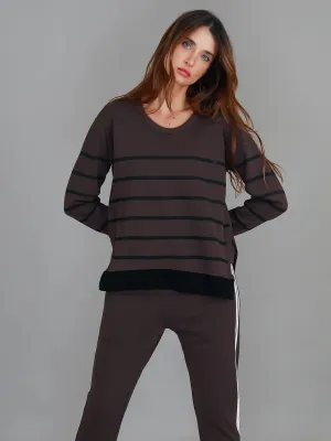 Michelle Stripe Sweatshirt - Truffle