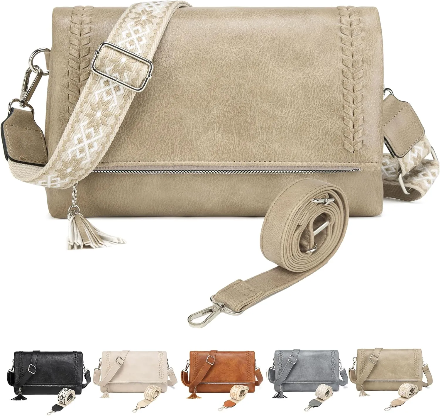 Micmores Crossbody Bags for Women Crossbody Purse Vegan Leather Purse Shoulder Handbags With 2 shoulder straps