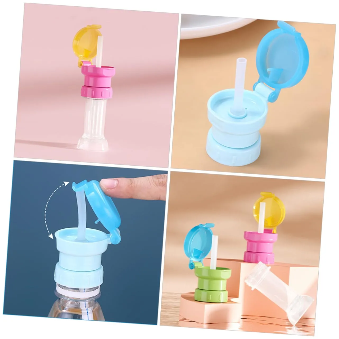 Mikikit 3sets Children's Water Bottle Adapter Straw Toddler Water Bottle Cap with Straw 4pcs*3