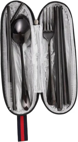 Milisten 1Set Portable Straw Set with Storage Bag for Outdoor Dining Travel Utensil Kit Lightweight and Durable for Picnics Camping and Bbq