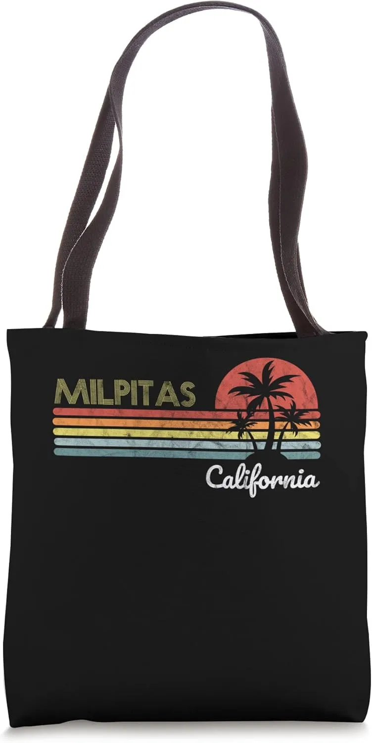 Milpitas, CA California visitor native tourist 70s 80s style Tote Bag