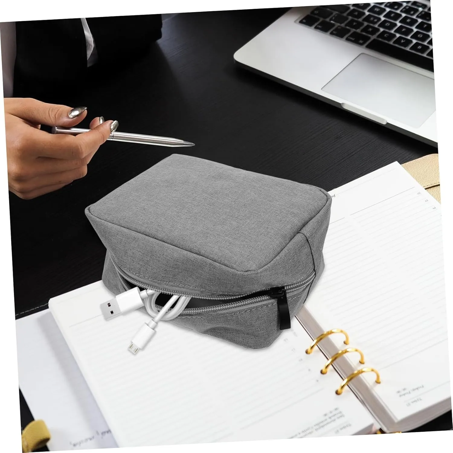 Mipcase 5pcs Oxford Cloth Earphone Bag Zipper Cable Organizer Sturdy Storage Case for Travel Outdoor Use