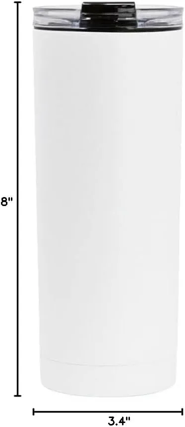 MIRA 20 oz Stainless Steel Vacuum Insulated Tumbler with 2 lids - Straw Lid & Flip Lid - Insulated Travel Tumbler Mug for Hot or Cold Drinks - White