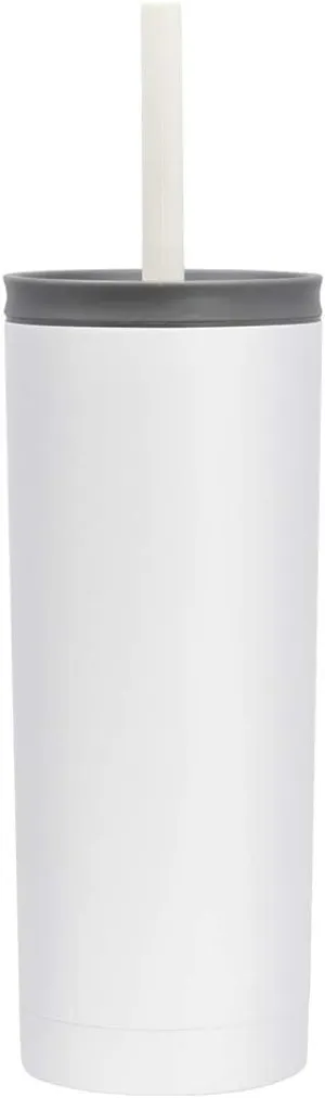 MIRA 20 oz Stainless Steel Vacuum Insulated Tumbler with 2 lids - Straw Lid & Flip Lid - Insulated Travel Tumbler Mug for Hot or Cold Drinks - White